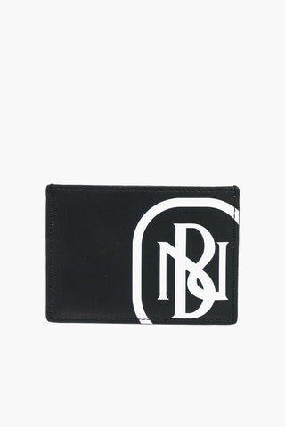 Logo Printed Two-Tone Leather Card Holder