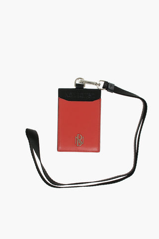 Removable Lanyard Two-Tone Leather Badge Holder