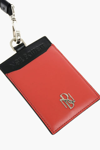 Removable Lanyard Two-Tone Leather Badge Holder