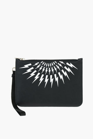 Pouch FAIRISLE THUNDERBOLT in pelle con chiusura zip