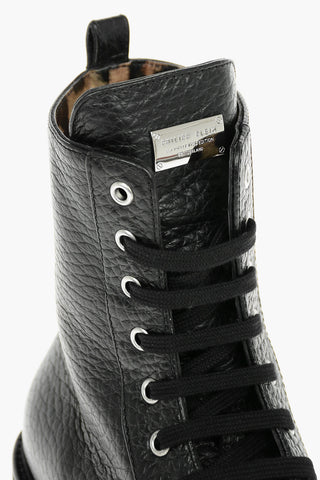 Star Studs Hammered Leather Combat Boots