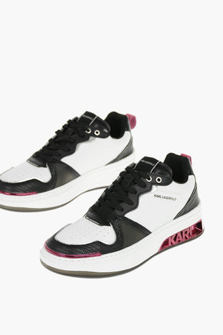 Leather Sneakers With Metallic Logo On Sole
