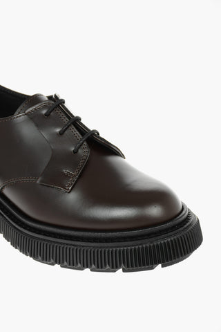Scarpe Derby In Pelle Con Suola In Gomma