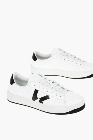 Sneakers In Pelle Con Stampa Laterale