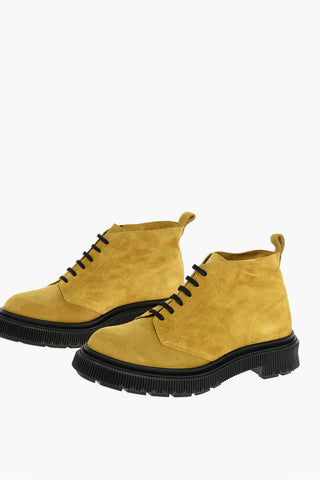 Laced Up Leather Suede Booties