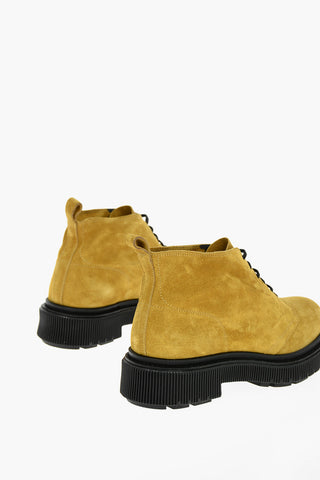 Laced Up Leather Suede Booties