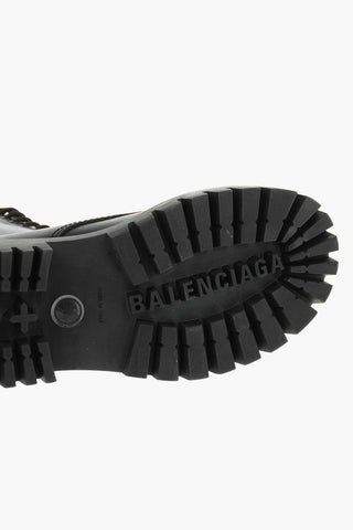 Platform Sole Leather MASTER Combat Boots With Zip Details
