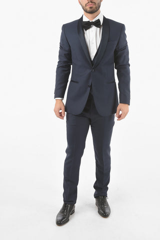 CC COLLECTION 3-Piece CERIM.RESET Satin Shawl Lapel Suit