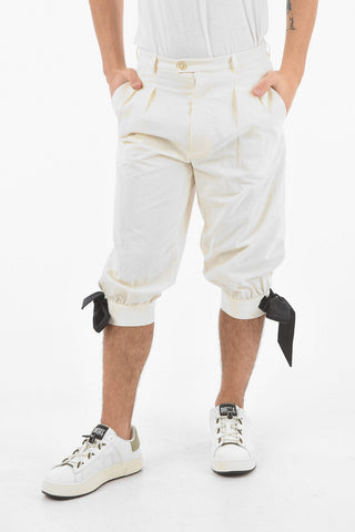 MM10 Double-pleated Cotton Shorts with Bows