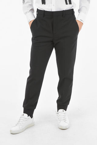 Pantaloni Chino in Misto Lana Vergine con Polsini alla Caviglia