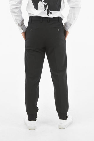 Pantaloni Chino in Misto Lana Vergine con Polsini alla Caviglia