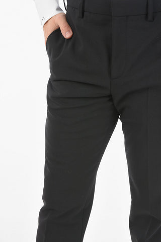 Pantaloni Chino in Misto Lana Vergine con Polsini alla Caviglia