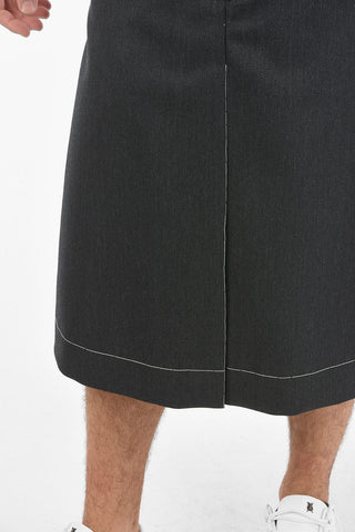 MM10 Wool Single-pleated Skort with Visible Stitchings