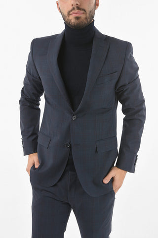 CC COLLECTION Abito 2 Bottoni District Check con Rever Classico