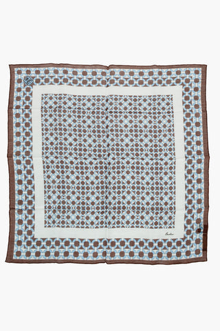 geometric patterned linen blend foulard