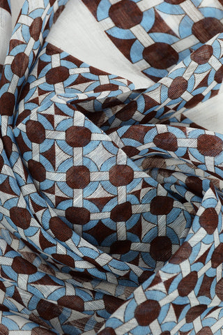 geometric patterned linen blend foulard
