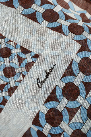 geometric patterned linen blend foulard