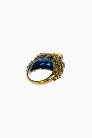 BLACK GOLD UGO CACCIATORI Anello Cangiante con Pietra Centrale
