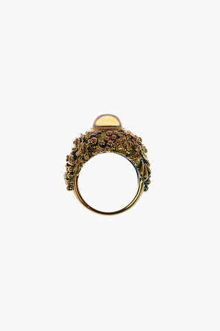 BLACK GOLD UGO CACCIATORI Anello Cangiante con Pietra Centrale