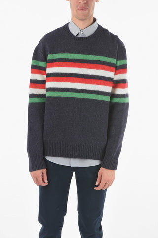 Crew Neck Striped Alpaca Blend Pullover