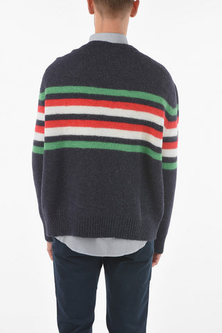 Crew Neck Striped Alpaca Blend Pullover