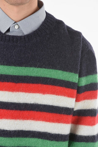 Crew Neck Striped Alpaca Blend Pullover