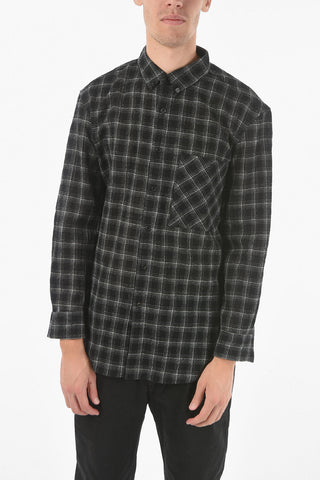 Button-down Collar Wool Blend Tartan Shirt