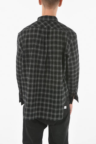 Button-down Collar Wool Blend Tartan Shirt
