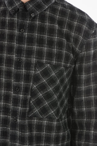 Button-down Collar Wool Blend Tartan Shirt