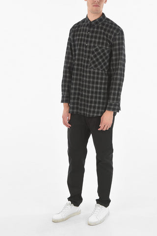 Button-down Collar Wool Blend Tartan Shirt