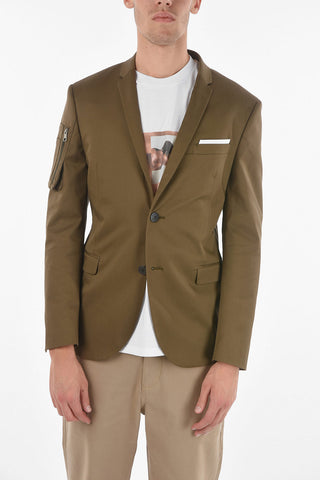 Sretchy Cotton 2-button Blazer with Cargo Pocket