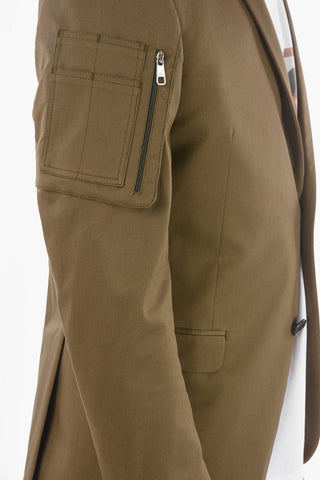 Sretchy Cotton 2-button Blazer with Cargo Pocket