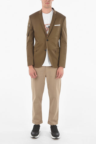 Sretchy Cotton 2-button Blazer with Cargo Pocket