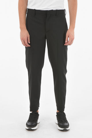 Regular Waist Slim Fit TRAVEL Pants with Ankle Zip