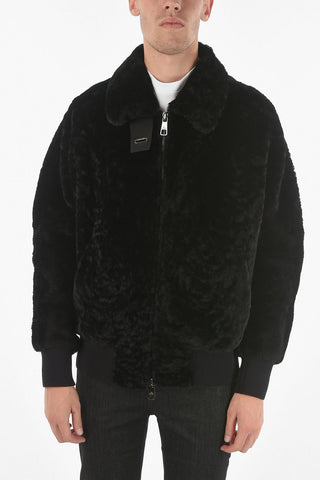 Real Fur KIMONO BOMBER FIT Jacket with Zip Closure