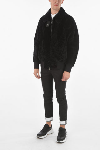 Real Fur KIMONO BOMBER FIT Jacket with Zip Closure