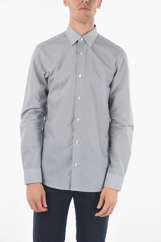 ZZEGNA Long-sleeved SLIM FIT Geometric Patterned Shirt