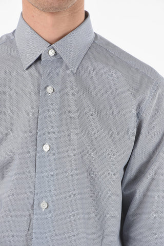 ZZEGNA Long-sleeved SLIM FIT Geometric Patterned Shirt