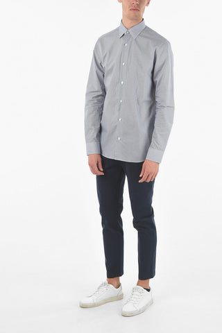 ZZEGNA Long-sleeved SLIM FIT Geometric Patterned Shirt