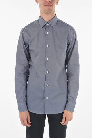 ZZEGNA Standard Collar SLIM FIT Geometric Patterned Shirt