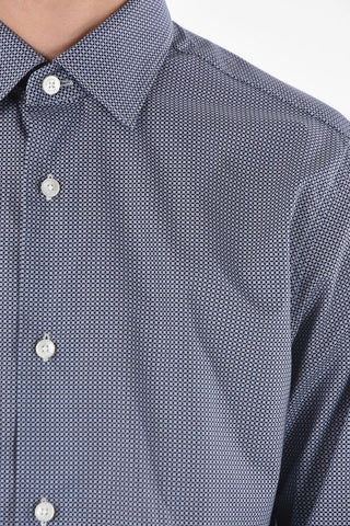 ZZEGNA Standard Collar SLIM FIT Geometric Patterned Shirt