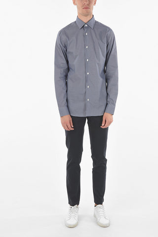 ZZEGNA Standard Collar SLIM FIT Geometric Patterned Shirt
