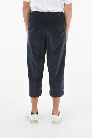 Pantaloni in Velour a Coste con Risvolti alla Caviglia