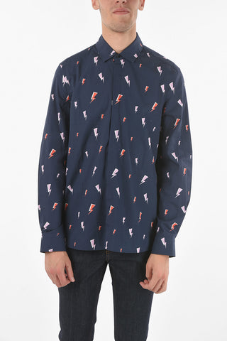 Popeline Cotton COMIC Shirt with All-over THUNDERBOLT Print