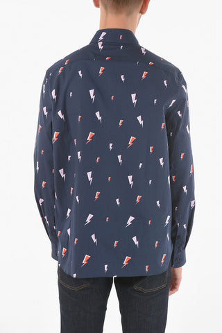 Popeline Cotton COMIC Shirt with All-over THUNDERBOLT Print