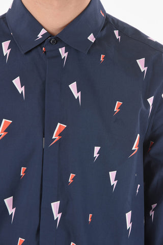 Popeline Cotton COMIC Shirt with All-over THUNDERBOLT Print