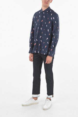 Popeline Cotton COMIC Shirt with All-over THUNDERBOLT Print