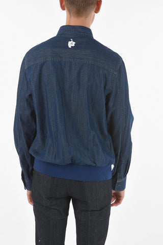 Denim Over Shirt with GRAPHIC FACE Print