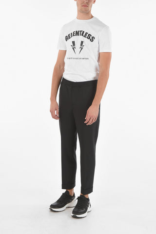 Cuffed Hem Low Waist Slim Fit Pants