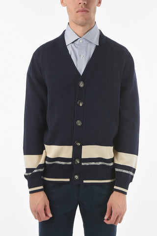 Unbalanced Stripe Cotton Cardigan